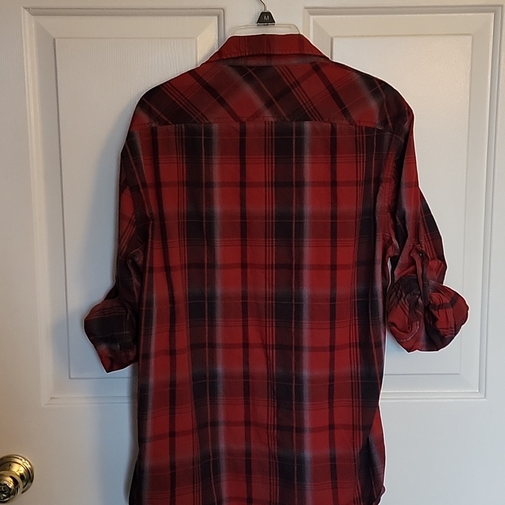 Rock and Republic young men's, medium, red and black plaid shirt. - Picture 2 of 6